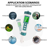 7 In 1 PH Meter TDS/EC/Salt/Temp Water Quality Monitor Tester Pen Pool Aquarium - Low Angle