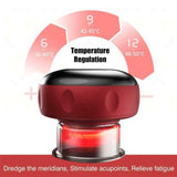 12 levels Electric Cupping Therapy Smart Scraping Massager Red Light Heating Body Slimming Red - Top-Down View