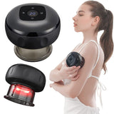 12 levels Electric Cupping Therapy Smart Scraping Massager Red Light Heating Body Slimming Black - Front View