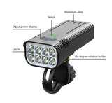 Waterproof Bike Light Set with Digital Battery Display Aluminum Alloy 360° Mount - Front View