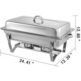 9L Chafing Dish Set Buffet Pan Bain Marie Bow Stainless Steel Food Warmer(1*9L) - Side View