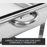 9L Chafing Dish Set Buffet Pan Bain Marie Bow Stainless Steel Food Warmer(1*9L) - Rear View