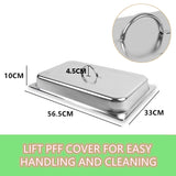 9L Chafing Dish Set Buffet Pan Bain Marie Bow Stainless Steel Food Warmer(3*3L) - Front View