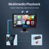 7 inch Portable Wireless Car Radio Auto Stereo Apple Carplay Android Bluetooth + Cam - Low Angle