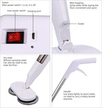 Cordless electric spin mop floor scrubber with 6 microfiber pads, 150ml water spray tank
