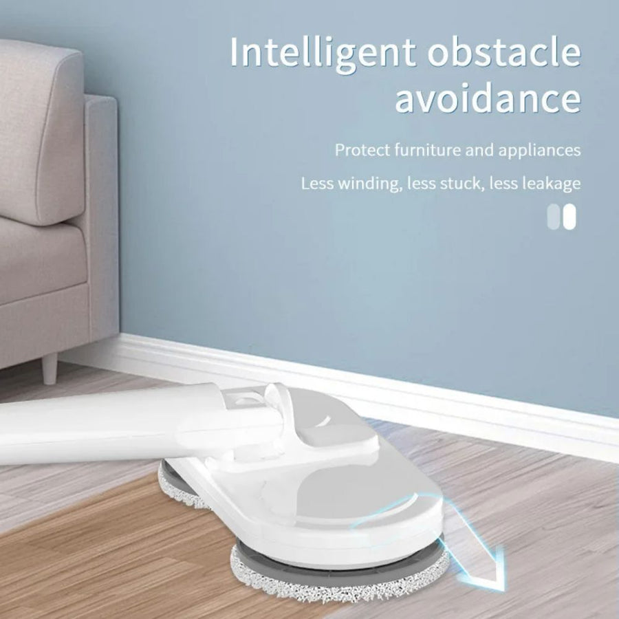 Cordless electric spin mop floor scrubber with 6 microfiber pads, grey microfiber pads