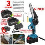 6" Mini Cordless Electric Chainsaw Powered Wood Cutter Rechargeable&2X Battery