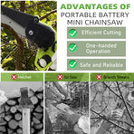 6" Mini Cordless Electric Chainsaw 2X Battery Powered Wood Cutter Rechargeable