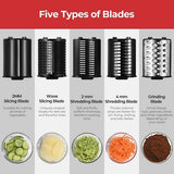 MAX 1200W Electric Cheese Grater Salad Maker With 5 Different Shapes of Blades AU - Close-Up Angle