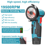 800W Mini Cordless Brushless Angle Grinder Cutting Tool W/ 2x Battery & Charger - Front View