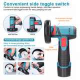 800W Mini Cordless Brushless Angle Grinder Cutting Tool W/ 2x Battery & Charger - Side View