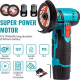 800W Mini Cordless Brushless Angle Grinder Cutting Tool W/ 2x Battery & Charger - Top-Down View