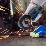 800W Mini Cordless Brushless Angle Grinder Cutting Tool W/ 2x Battery & Charger - Rear View