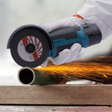 800W Mini Cordless Brushless Angle Grinder Cutting Tool W/ 2x Battery & Charger - Close-Up Angle