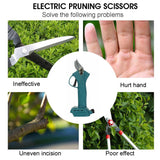 Cordless Electric Pruning Shears Secateur Rechargeable Branch Cutter W/ 2 Battery - Top-Down View