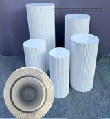 5x Metal Wedding Plinths Cylinder Pedestal Stand Ripple Cake Dessert Display - Front View