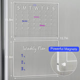 Large Magnetic Fridge Whiteboard Weekly Calendar Planner Acrylic White Board Set - 45-Degree Angle