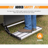 200KG Heavy Duty Caravan Step Folding Pull Out Portable RV Camper Trailer Tools - Low Angle