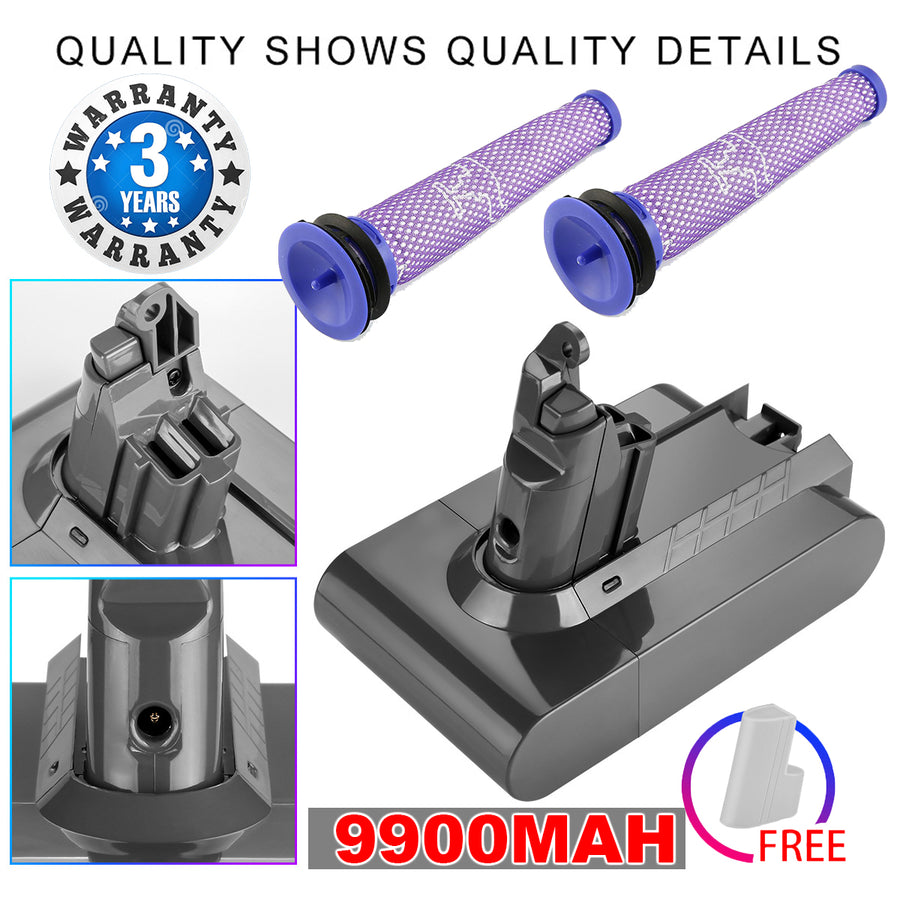 9900MAH For Dyson V6 Battery SV03 SV04 SV09 DC58 DC59 DC61 DC62 DC74 v6 Animal, image 2