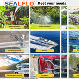 12V SEALFLO Water Pump High Pressure Self-priming rv Camping Boat 55PSI 11.3L/M - Close-Up Angle