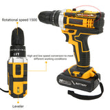 36VF BRUSHLESS HEAVY DUTY CORDLESS DRILL IMPACT DRIVER KIT HAMMER +2 BATTERY Box - Side View