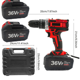 Cordless Drill w/2 Battery Heavy Duty Impact Driver Kit Brushless Hammer Set - Close-Up Angle