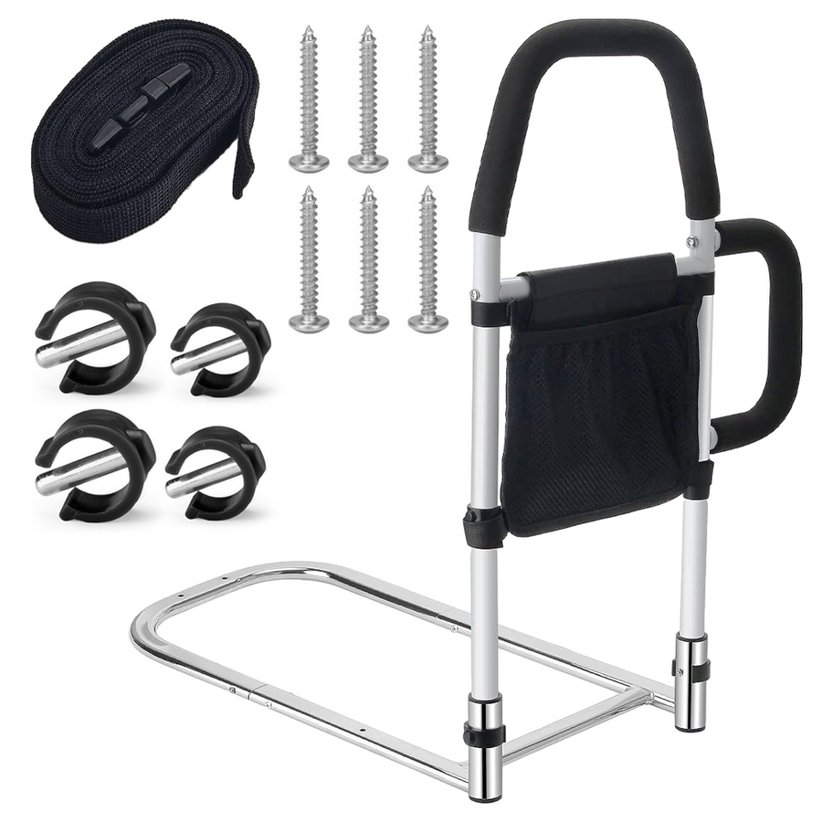 Bed Rail Safety Assist Rail for Elderly Adults with Storage Pocket &Fixing Strap