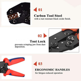 Assorted Waterproof Insulated Electrical Wiring Connectors Crimp Terminals Plier - Low Angle