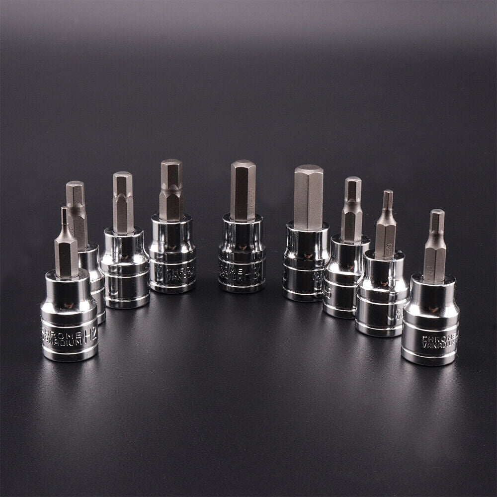 9pcs Allen Key Sockets Hex Bit Socket Set 3/8 Drive Drill Metric Tools 2-10mm