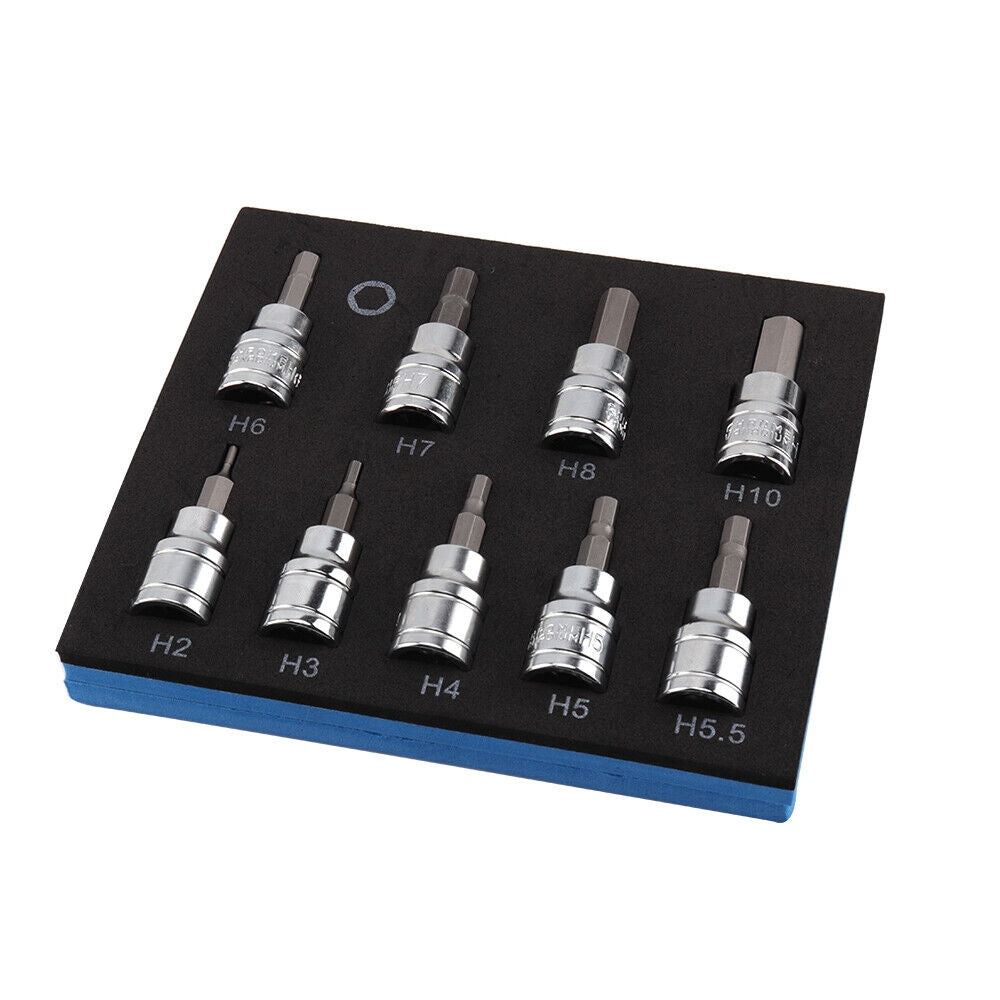 9pcs Allen Key Sockets Hex Bit Socket Set 3/8 Drive Drill Metric Tools 2-10mm