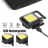 Mini Waterproof Rechargeable LED Light USB Flashlight-Lamp Torch Pocket Keychain - Front View