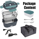 2 in1 Home Car Electric Lunch Box Stainless Steel Food Heating Bento Box AU Plug