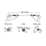 32A/3Phase 22kW 5Meter EV Power Type 2 to Type 2 Charging Cable with Storage Bag - Top-Down View