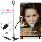LED Selfie Ring Light with Cell Phone Holder Flexible Stand Live Stream Lamp AU - Close-Up Angle