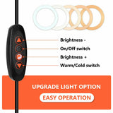 10 Dimmable LED Ring Light Tripod Stand for Phone Makeup Live Selfie