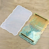 Large Safe Silicone Tray Mould Artist Mold Irregular Coaster Resin Craft Art DIY + 2 Handles - Low Angle