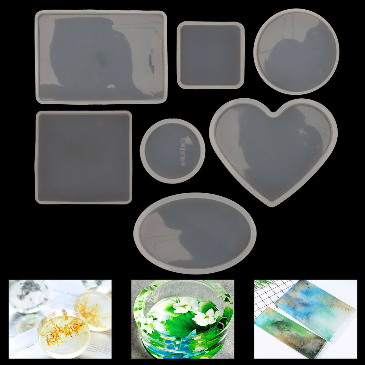 18-Piece Versatile Silicone Coaster Mold Set for Creative Epoxy Resin Projects
