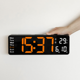 13 Orange Large Digital Big Jumbo LED Wall Desk Clock Display With Temperature Calendar