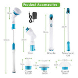 10PCS Rechargeable Spin Scrubber Electric Turbo Scrub Cleaning Brush Cordless Kit - Extra Image