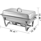 9L Chafing Dish Set Buffet Pan Bain Marie Bow Stainless Steel Food Warmer