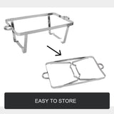 9L Chafing Dish Set Buffet Pan Bain Marie Bow Stainless Steel Food Warmer - Rear View
