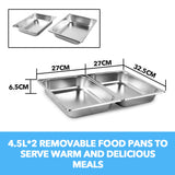 9L Chafing Dish Set Buffet Pan Bain Marie Bow Stainless Steel Food Warmer - Front View