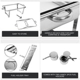 9L Chafing Dish Set Buffet Pan Bain Marie Bow Stainless Steel Food Warmer - Side View