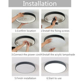 30CM LED Ceiling Light Modern Surface Mount Flush Panel Downlight Ultra-thin - Top-Down View
