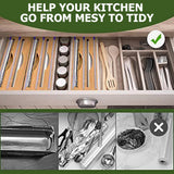 3 Grids Bamboo Food Wrap Dispenser Cutter Foil Cling Film Storage Holder Box Kitchen - Rear View