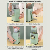 Kitchen Vegetable Food Manual Rotary Drum Grater Chopper Slicer Fruit Cutter - Top-Down View