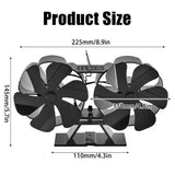 12Blade Fan Heat Self-Powered Wood Stove Top Burner Fireplace Silent Eco Heater - Close-Up Angle