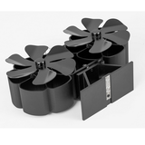 12Blade Fan Heat Self-Powered Wood Stove Top Burner Fireplace Silent Eco Heater - Low Angle