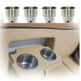 4PCS Stainless Drink Cup Holder Insert for Boat/Car/Truck RV/Camper/Yacht/Sofa - Top-Down View