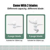250ML Electric Garlic Food Chopper Vegetable Chopper Grinder Blender Crusher+100ML Cup - Side View